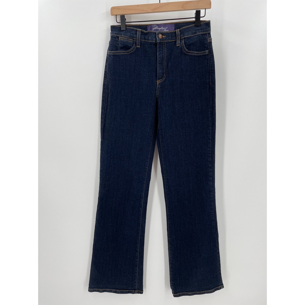 NYDJ Rhinestone Stud Pocket Jeans 4 Blue Lift Tuck Bootcut Dark Wash Made in USA